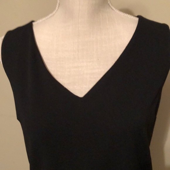 Aqua black dress with asymmetrical hem. Sz M - Picture 2 of 7